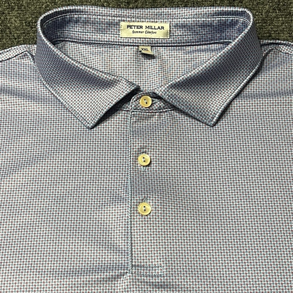 Peter Millar Summer Comfort Polo Shirt Mens XXL Geometric Performance Golf